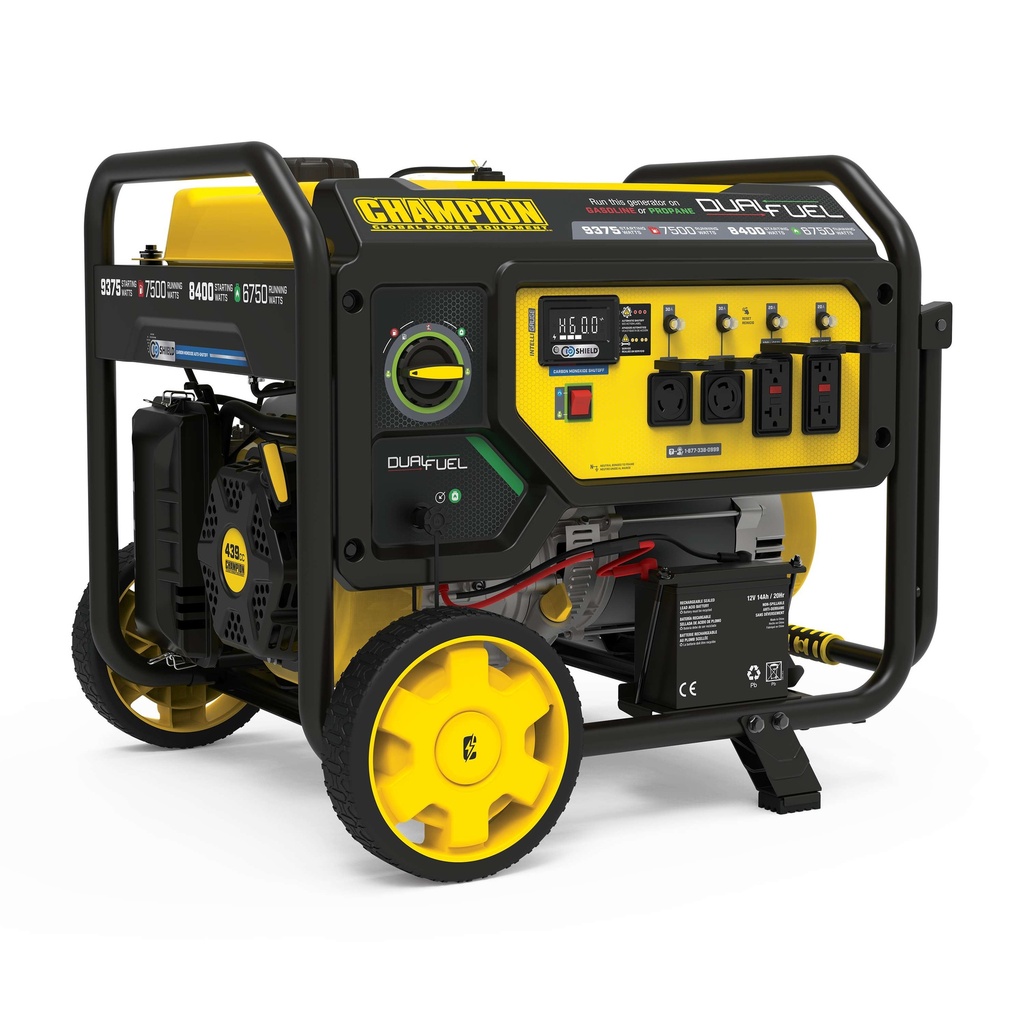 Champion 7500-Watt Electric Start Dual Fuel Home Backup Portable Generator with CO Shield®
