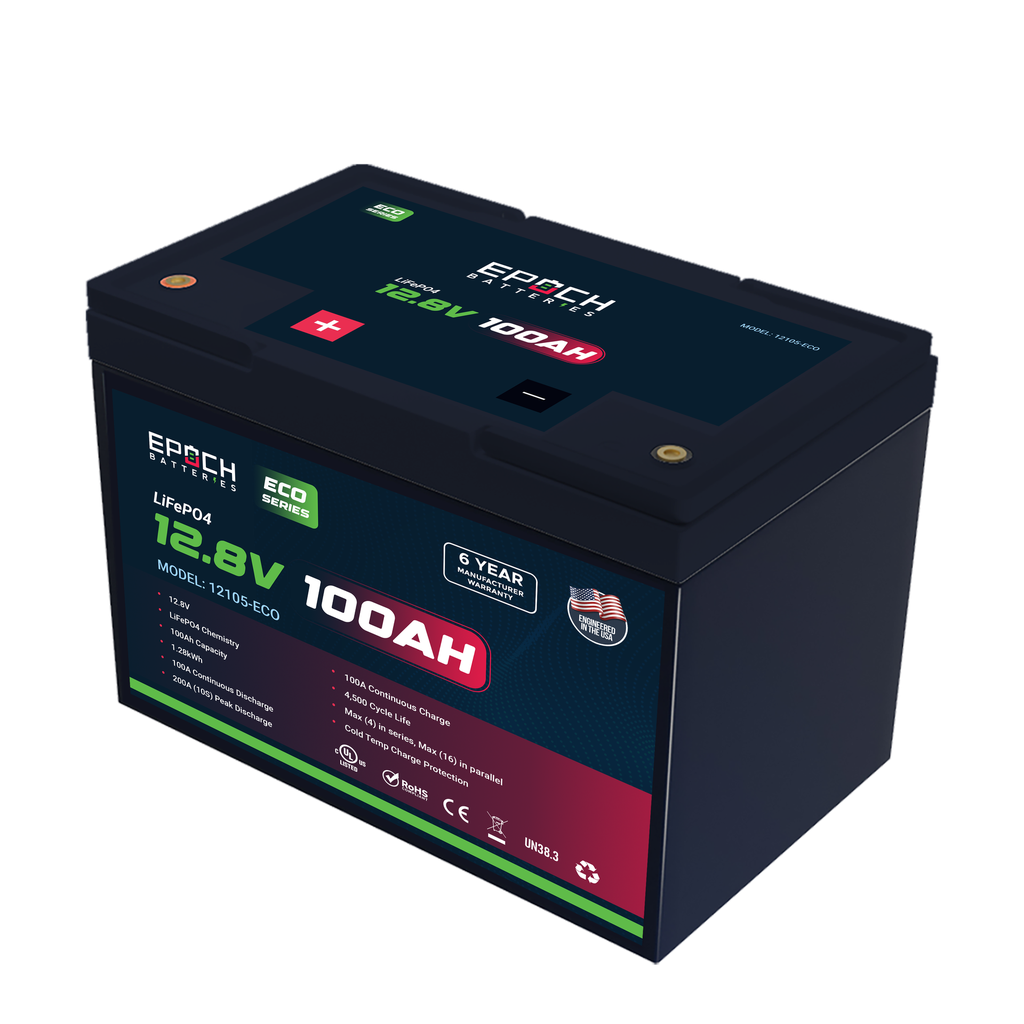 12V 100Ah (1.28kWh) Eco Series LiFePO4 Battery