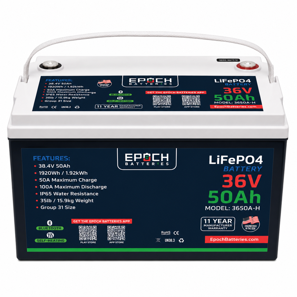 36V 50Ah (1.92kWh) Essential Series - Bluetooth & Heated LiFePO4 Battery