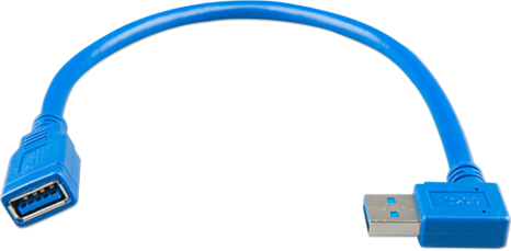 USB extension cable 0,3m one side right angle