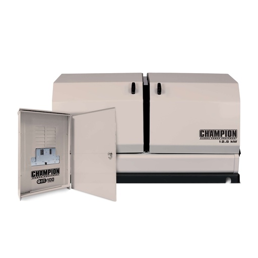 [100179] Champion 12,500-Watt Dual Fuel (Liquid Propane/Natural Gas) Select Circuit Home Standby Generator and 100-Amp Automatic Transfer Switch