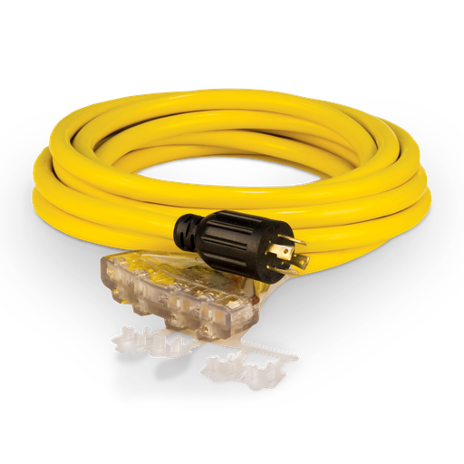 [48036] Champion 25-Foot 30-Amp 125/250-Volt Fan-Style Generator Extension Cord (L14-30P to four 5-20R)