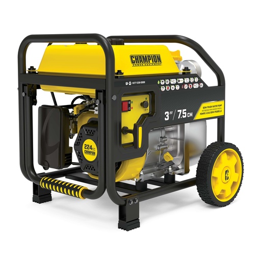 [100743] Champion 3-Inch Gas-Powered Semi-Trash Water Transfer Pump with Hose and Wheel Kit