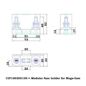 Image of Victron Energy Busbar to connect Five (5) Modular fuse holder for MEGA-fuse CIP100400060