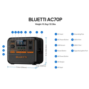 Image of BLUETTI AC70P Portable Power Station 700W 716Wh Premium 80 AC70P